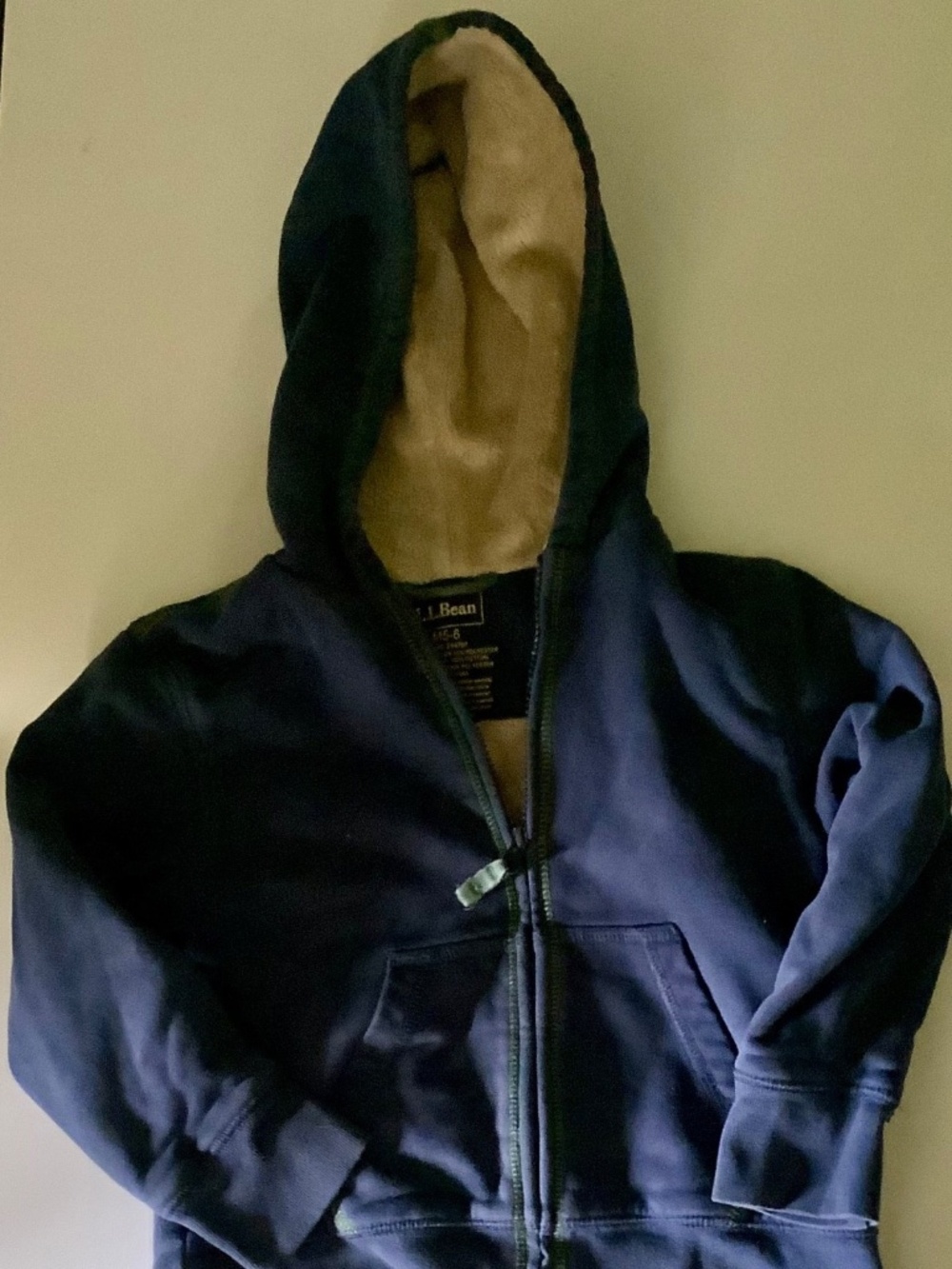 Share Vintage L.L Bean Kids Blue Zip-Up Hoodie W/Sherpa Linning Size M 5-6